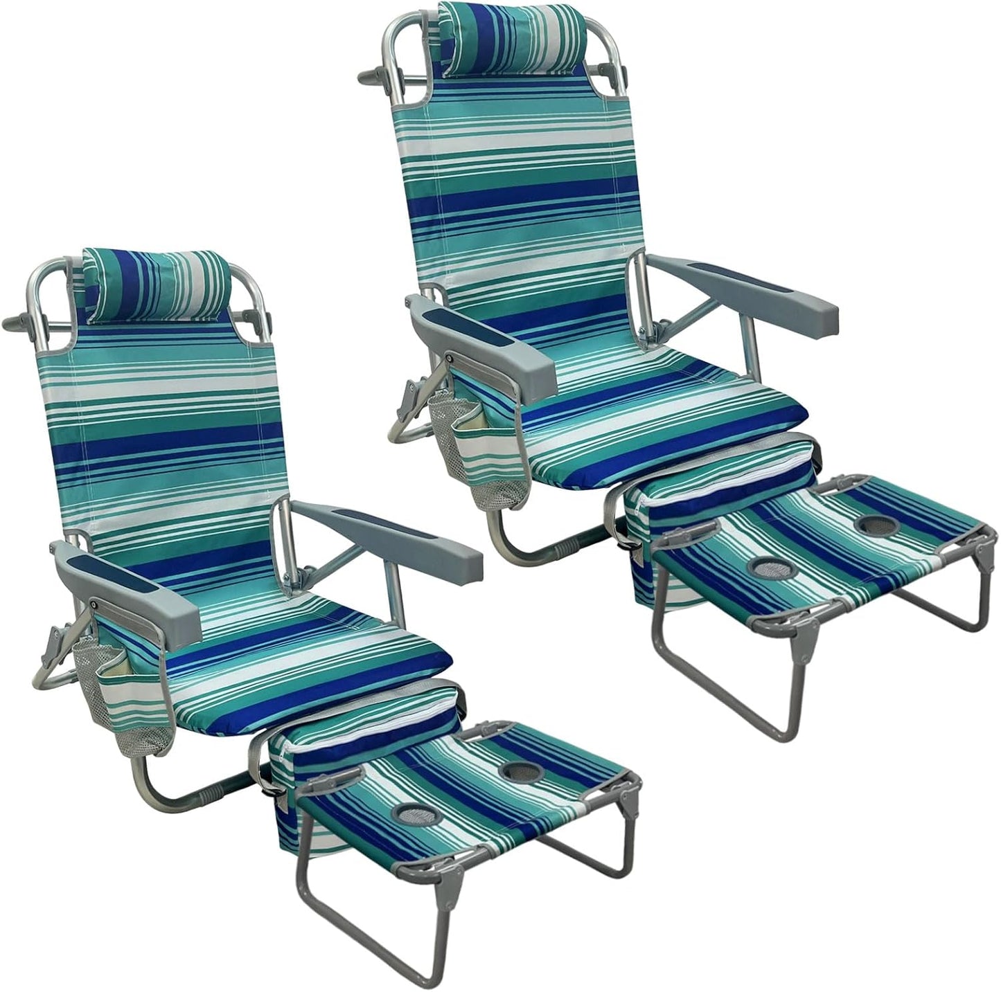 Backpack Beach Chair with Insulated Cooler Bag and Table Set