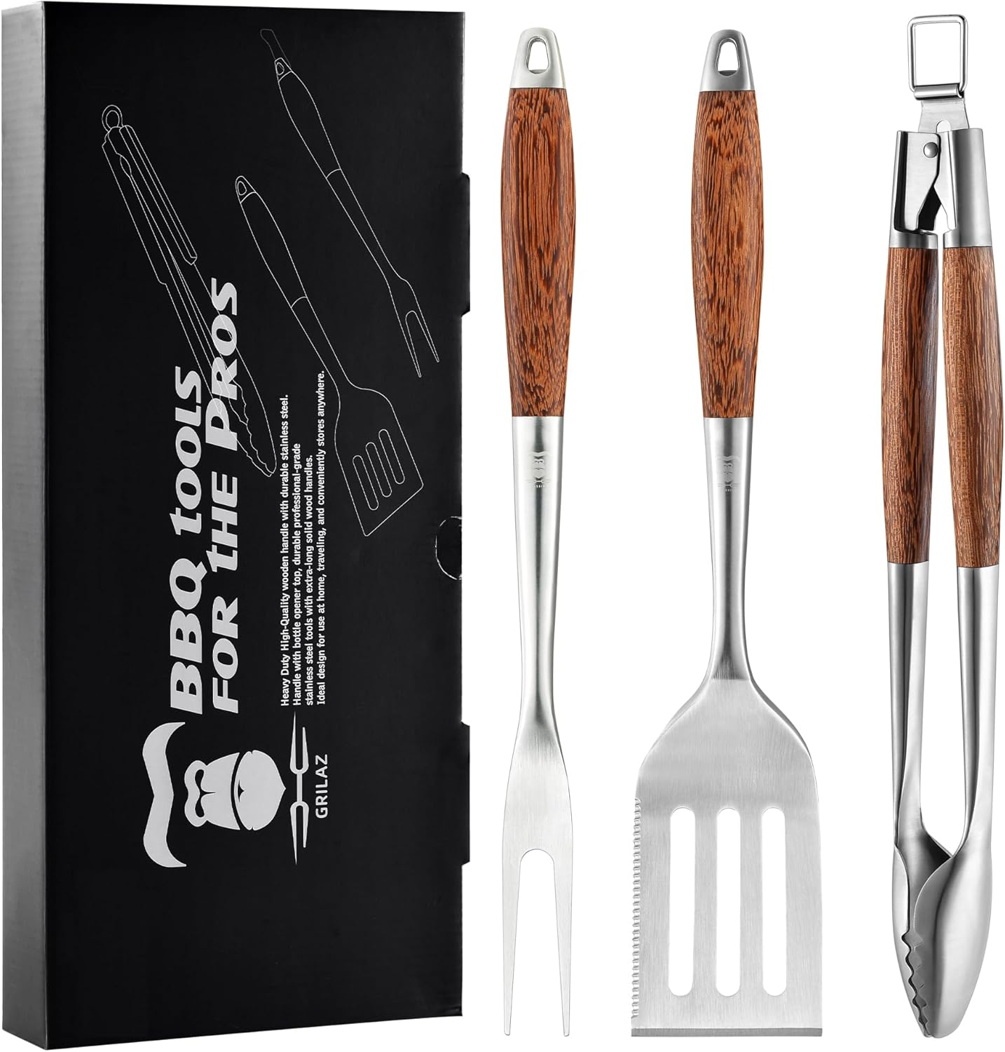 Heavy-Duty BBQ Grilling Tools Set with Panga-Panga Handles