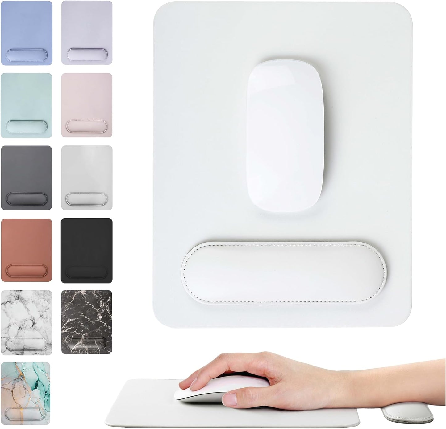 HABITU Vegan Leather Mouse Pad with Magnetic Wrist Support