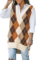 Viottiset Oversized V Neck Knit Sweater Vest Tunic - Versatile women