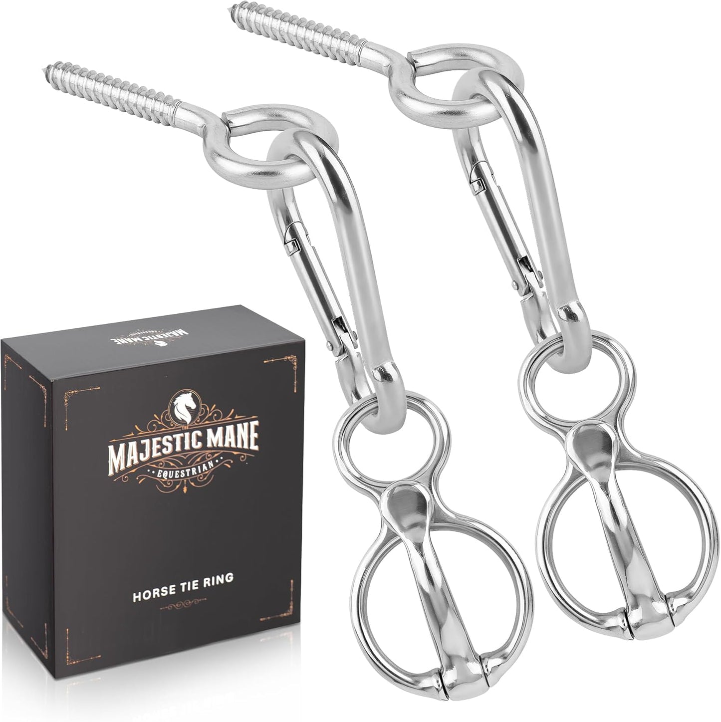 Horse Tie Ring Set with Strong Magnets and Large Carabiner Clip