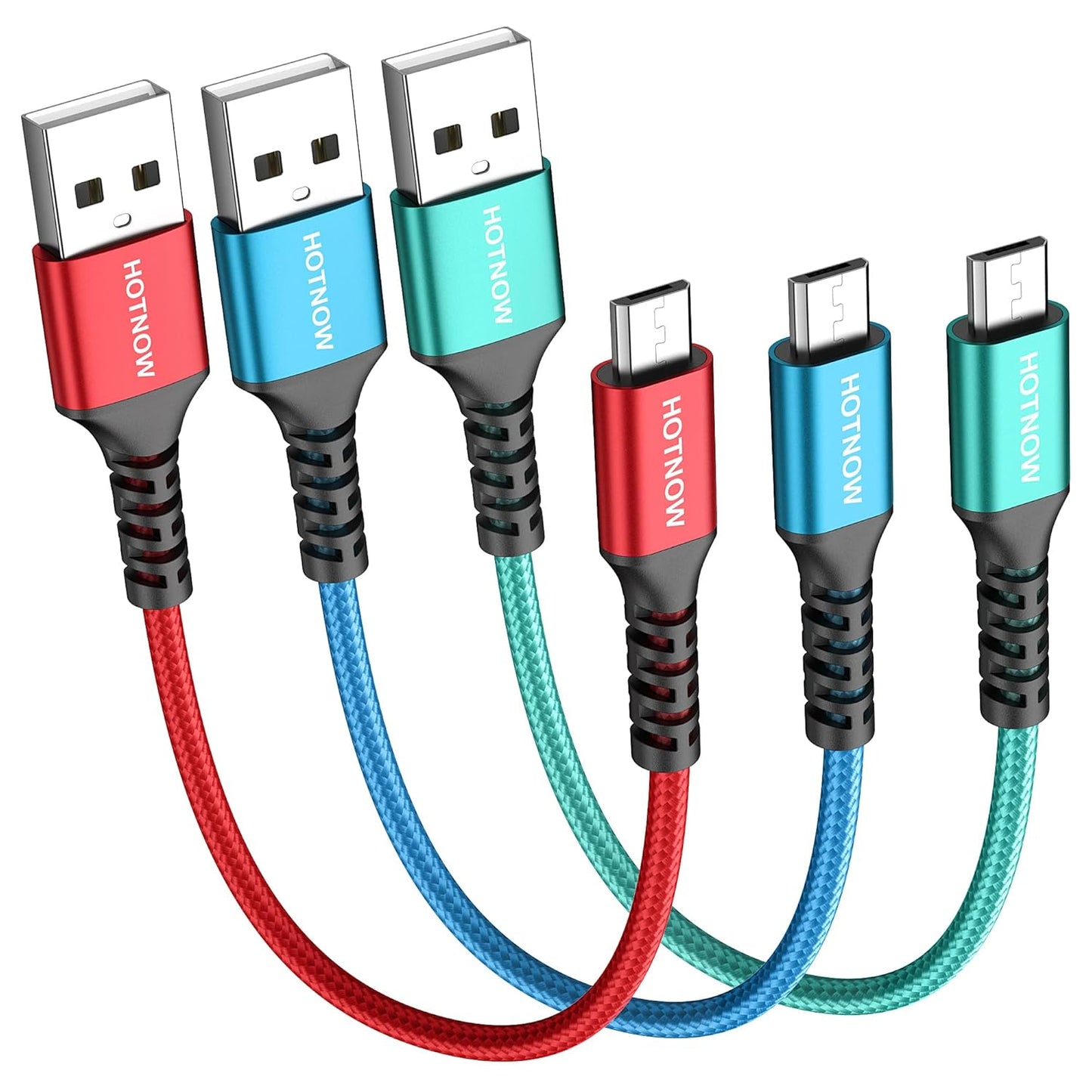 Fast Charge Trio: Short Micro USB Cable 1FT [3Pack]