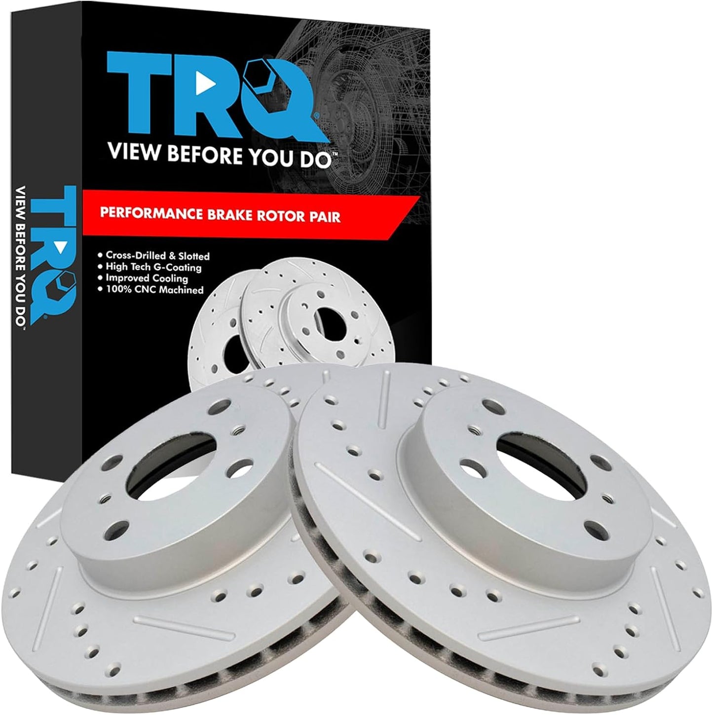 TRQ Front Performance Brake Rotors Set for Toyota Corolla