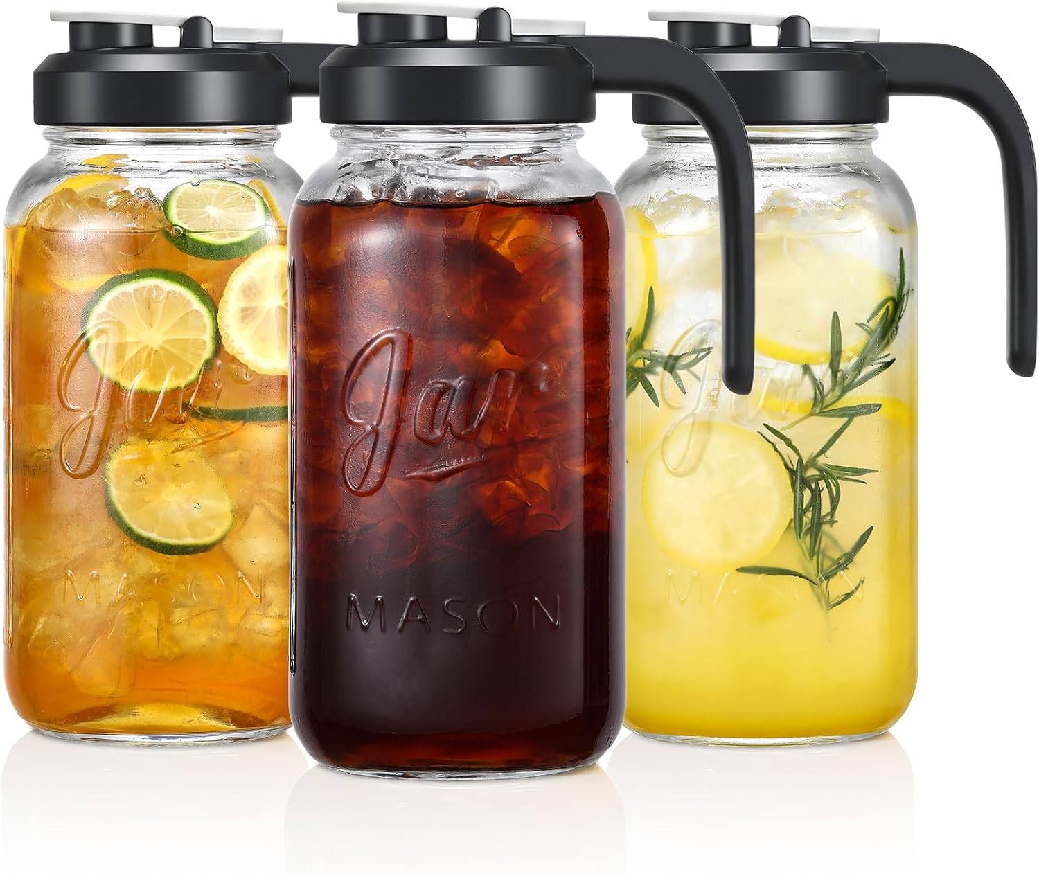 Glass Pitcher with Lid - 2 Quart Mason Jar Pitcher for Drinks