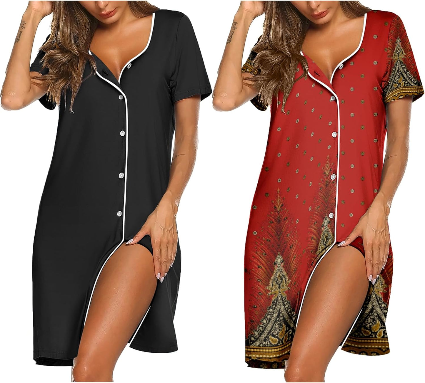 Ekouaer Nightgowns for Women: Soft Button Down Sleepshirt