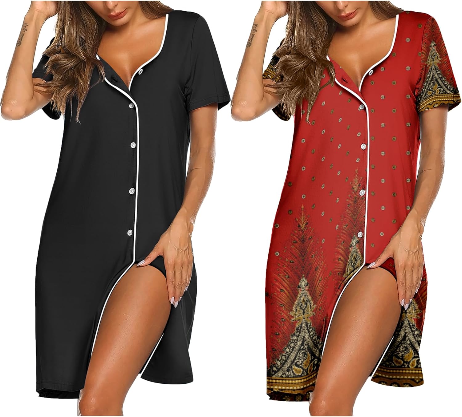 Ekouaer Nightgowns for Women: Soft Button Down Sleepshirt