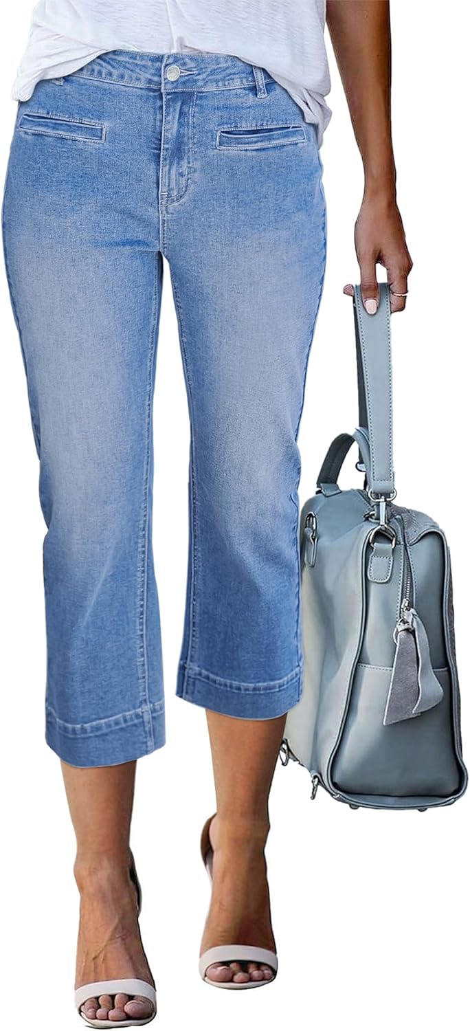 Luvamia Capri Jeans for Women High Waisted Slim Straight Fit