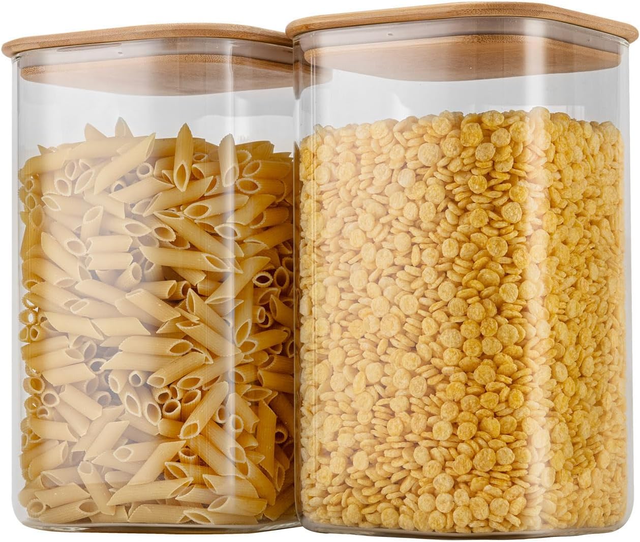 156oz Airtight Glass Square Storage Canister Set of 2 for Kitchen