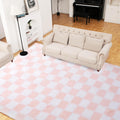 Super Soft Rug for Bedroom 8x10 Ft Pink and White Checkered