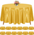 12 Pack 120 in Round Tablecloth Gold Satin - Wrinkle Resistant