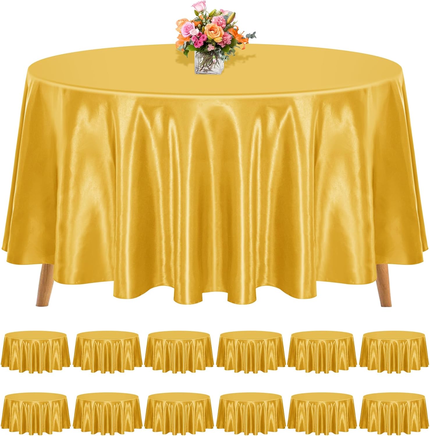 120 Inch Gold Round Tablecloths for Elegant Dining Events