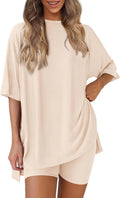 Women's Two Piece Lounge Set with Biker Shorts - Soft Oversized Fit