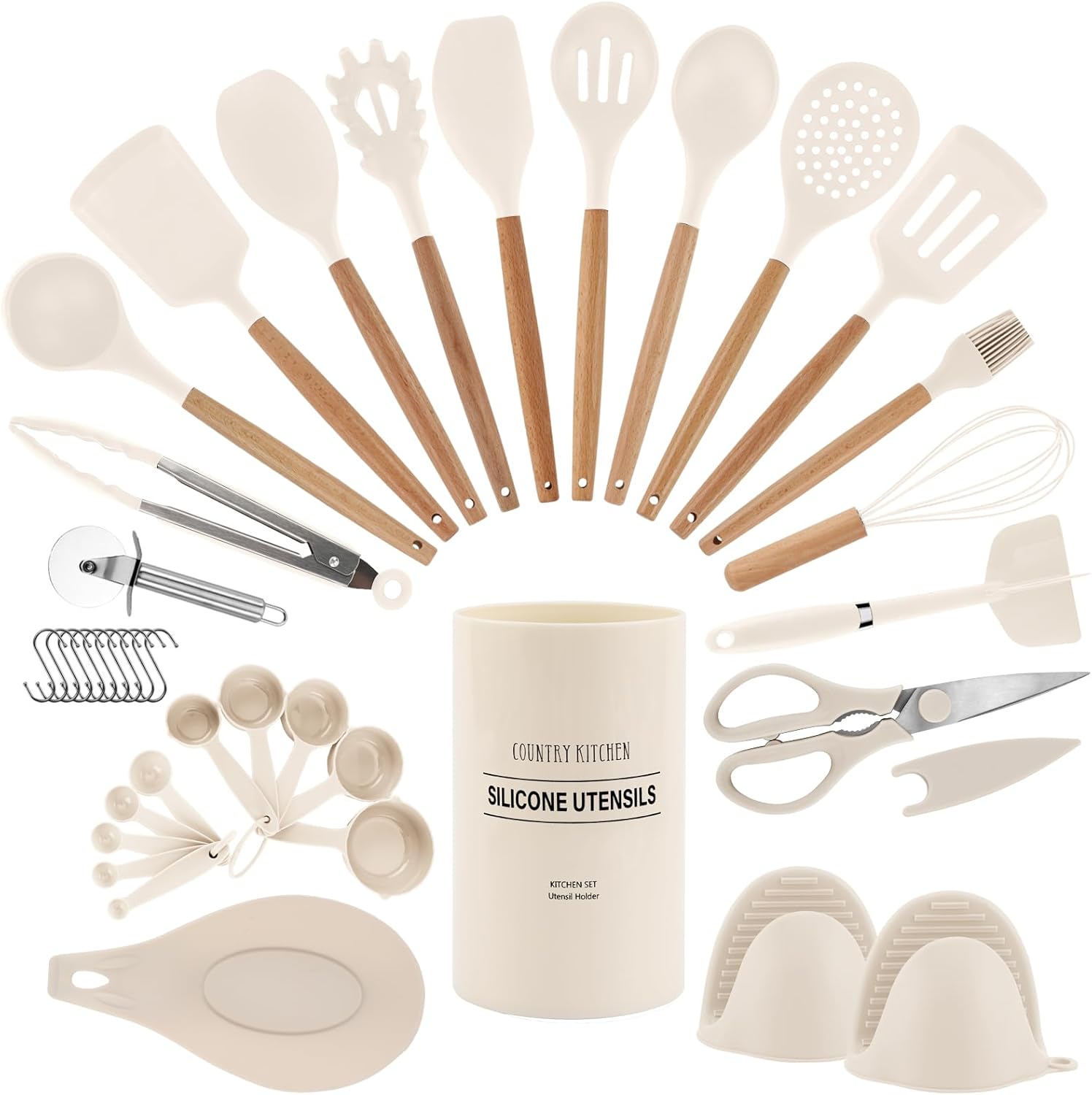 Country Kitchen Non Stick Silicone Utensil Set for Cooking