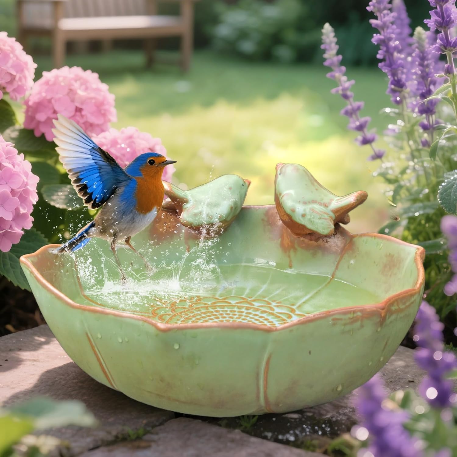 Ceramic Bird Bath for Outdoors - Durable and Versatile Design