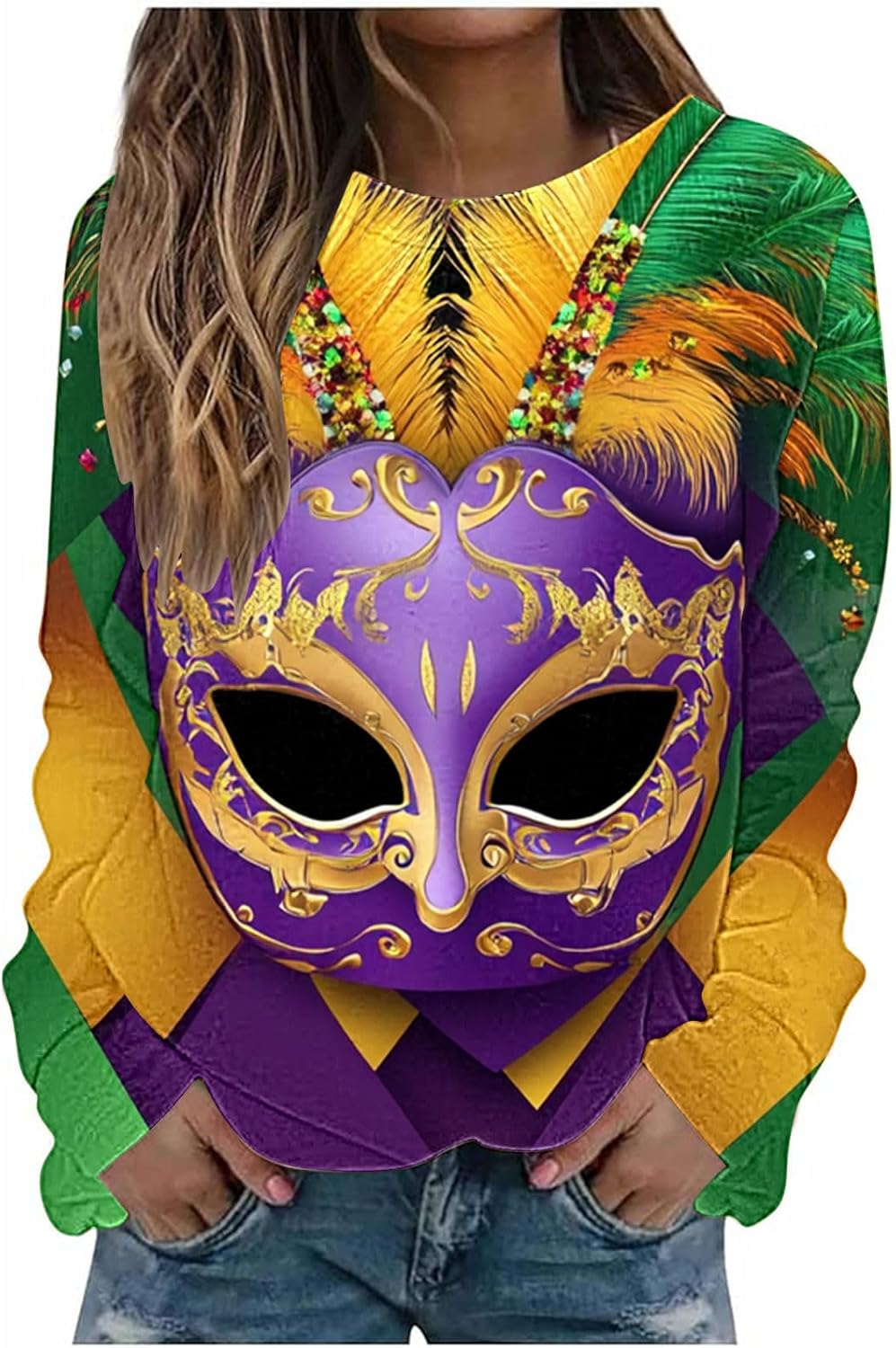 Comfy Plus Size Mardi Gras Sweatshirt