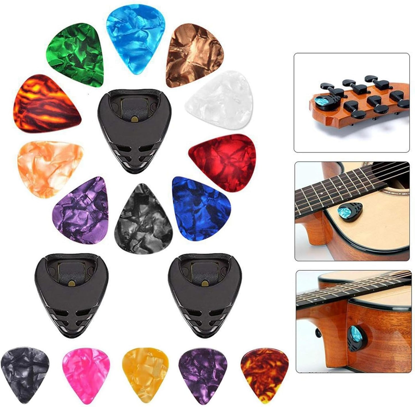Never Lose Your Picks Again! Stick-on Hufopik Holder + 15 Picks