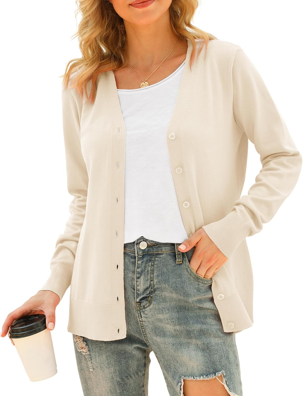 Stylish VIISHOW Women's V Neck Button Down Knit Cardigan Sweater