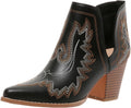 Cowgirl Ankle Western Boots for Women - Pointed Toe Chunky Heel
