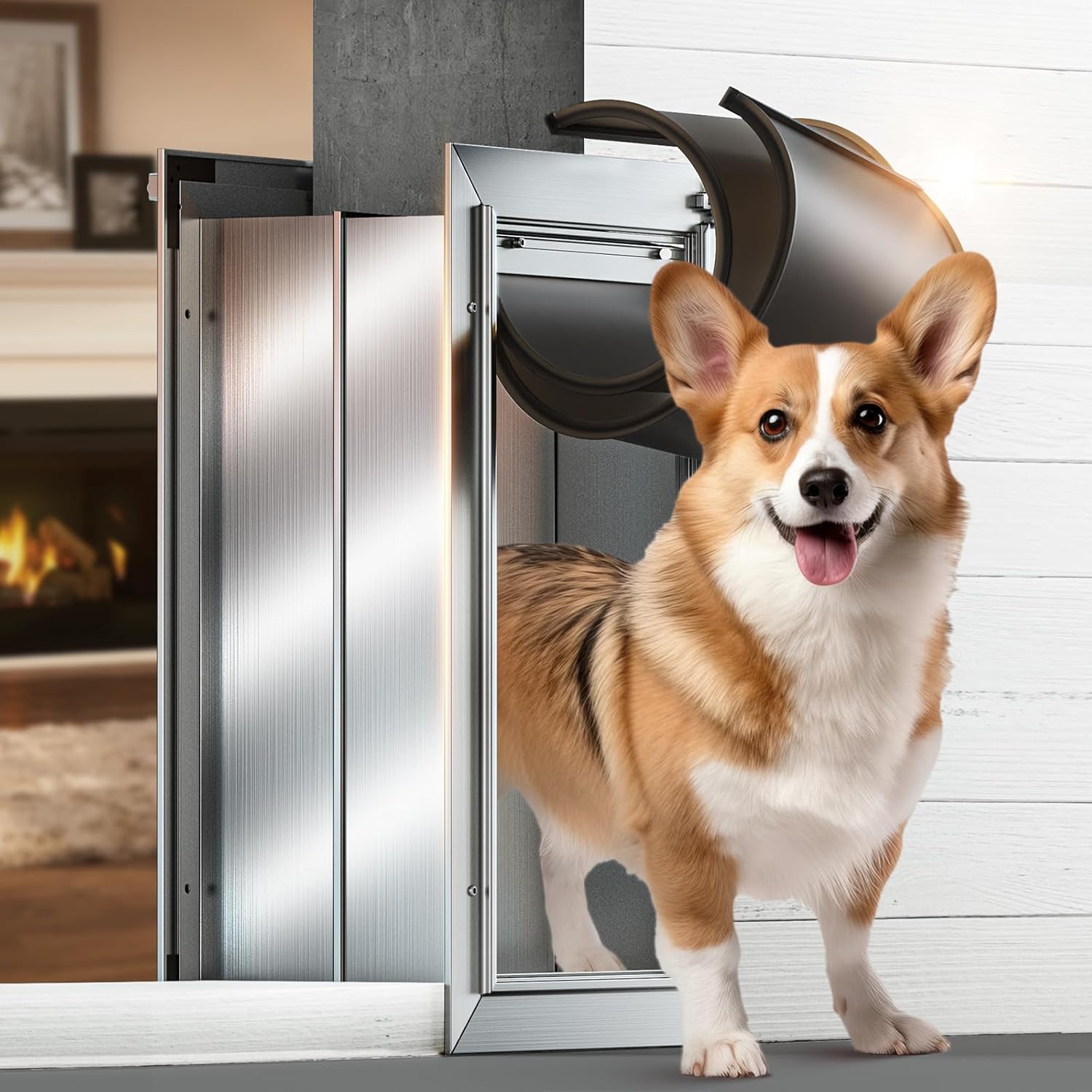 Heavy Duty Dog Door for Wall - Medium Pet Door with Locks