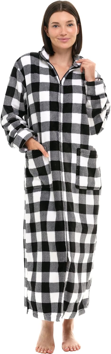 Plush Long Zip Up Robes for Plus Size Comfort and Warmth