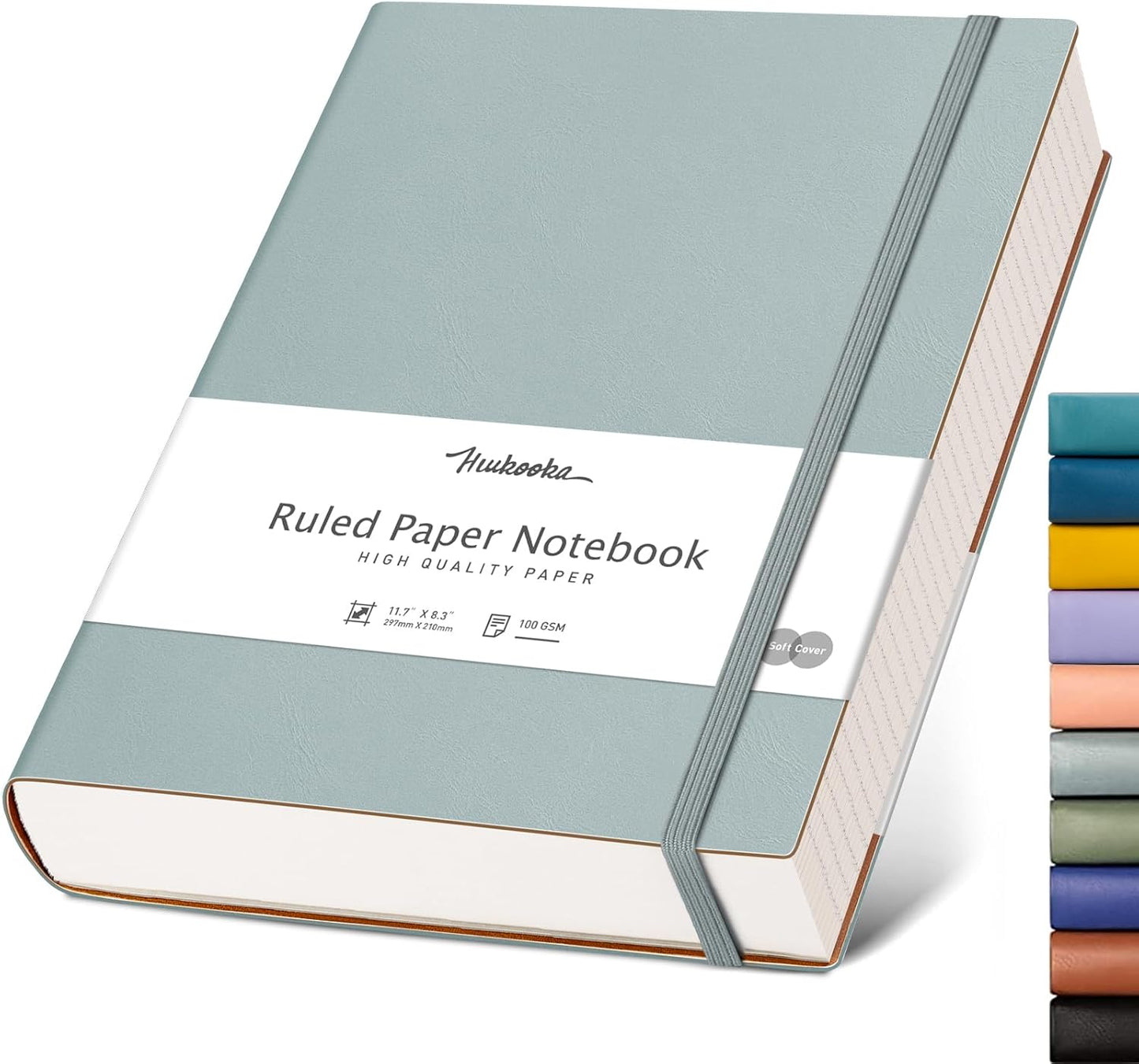 HIUKOOKA A4 Leather Journal - Thick 100GSM Paper - GrayBlue