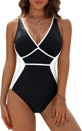 Women Tummy Control One Piece Swimsuit - Lace Up Slimming Fit