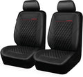 CAR PASS Quilting Leather Seat Cover for Front Seats, Black