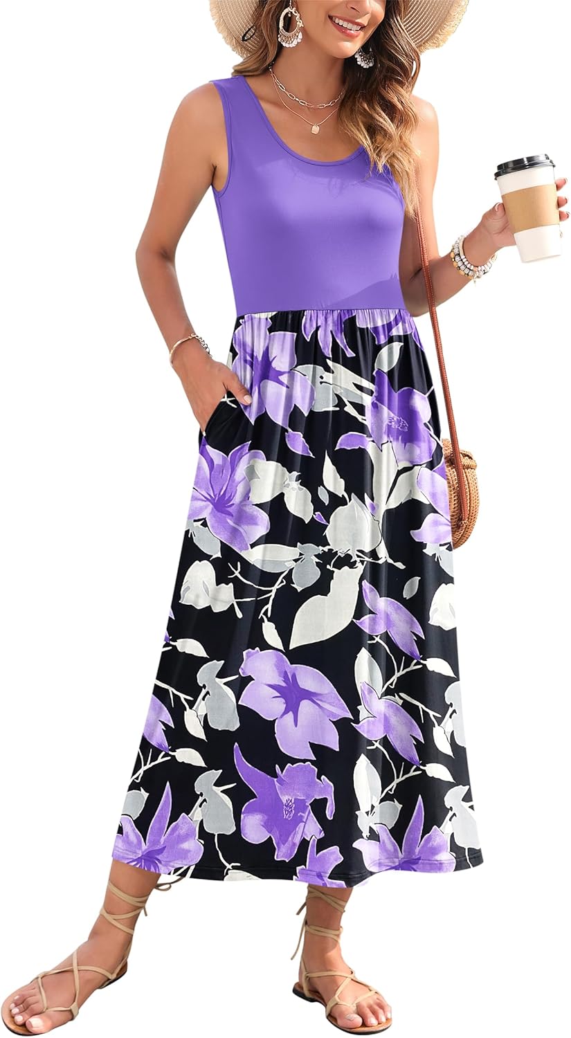 WNEEDU Women's Summer Maxi Dress for Beach Vacation Style