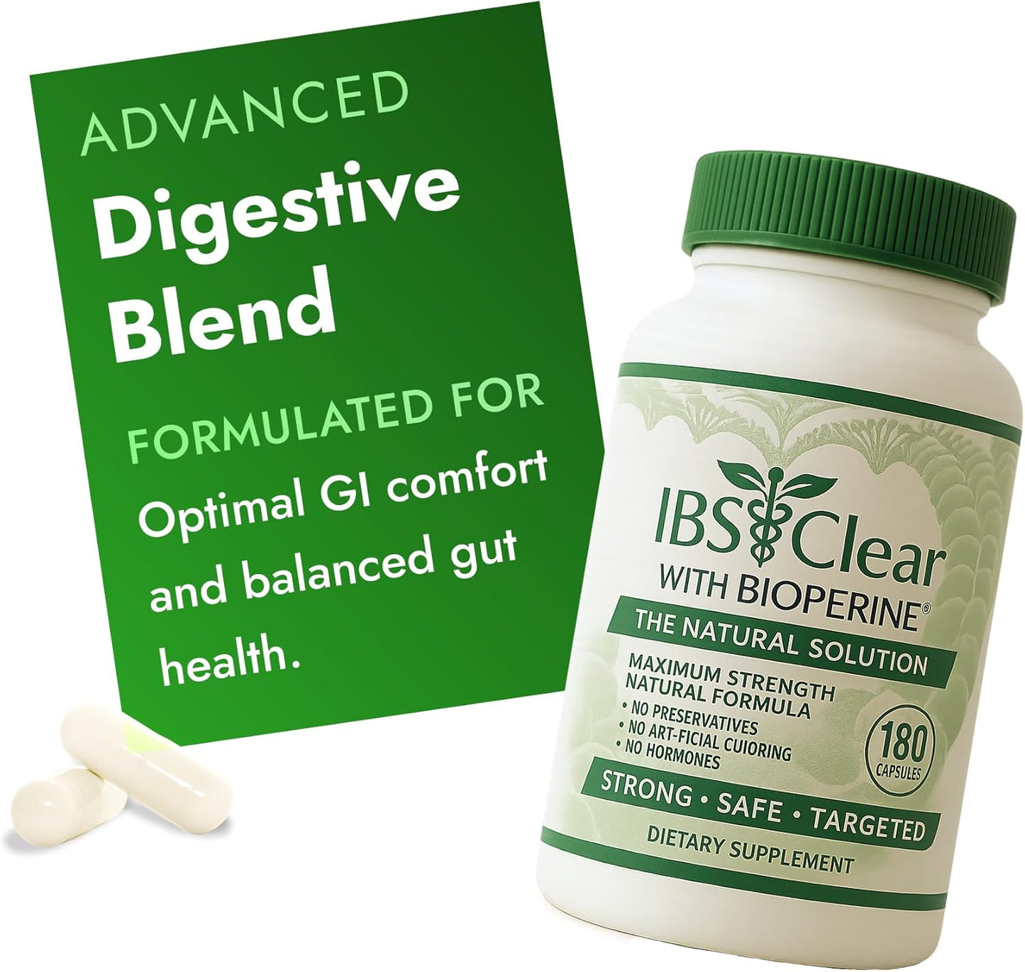 IBS Support with Vitamin D, Psyllium Husk, and Fennel Capsules