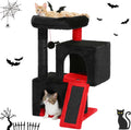 Gothic Cat Tree 30 in Black with Dual Condos - Spooky Cat Tower