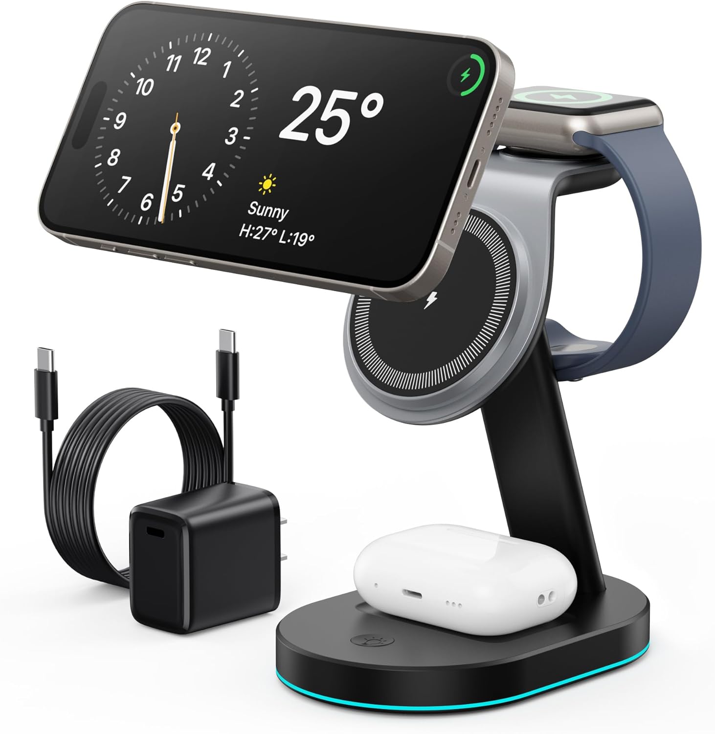 3-in-1 Magnetic Wireless Charger & Night Light - Fast Charging