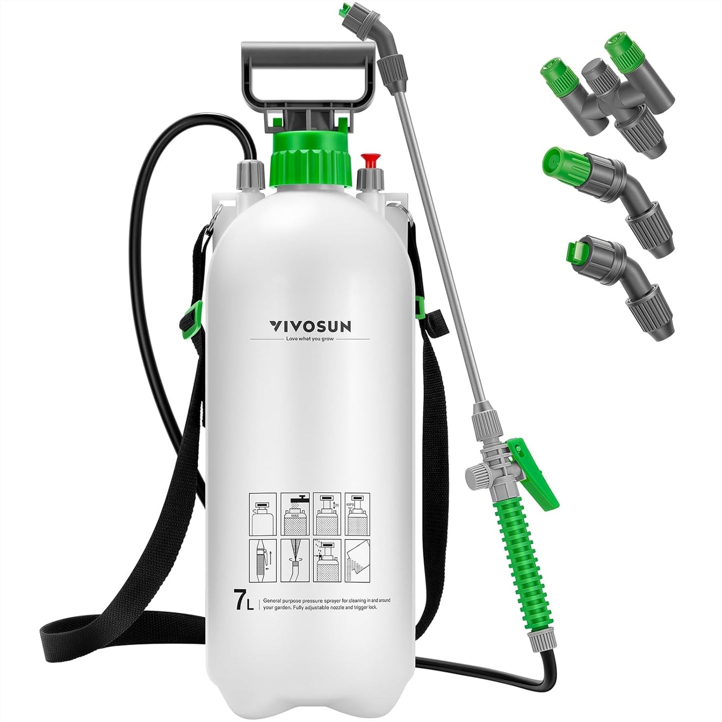 VIVOSUN Pump Sprayer 1.8 Gallon for Lawn and Garden Use