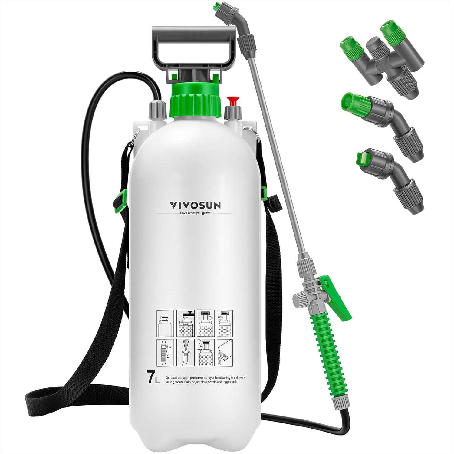VIVOSUN Pump Sprayer 1.8 Gallon for Lawn and Garden Use
