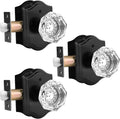 Clear Crystal Door Knobs Set of 3 Privacy Interior Knobs - Elegant