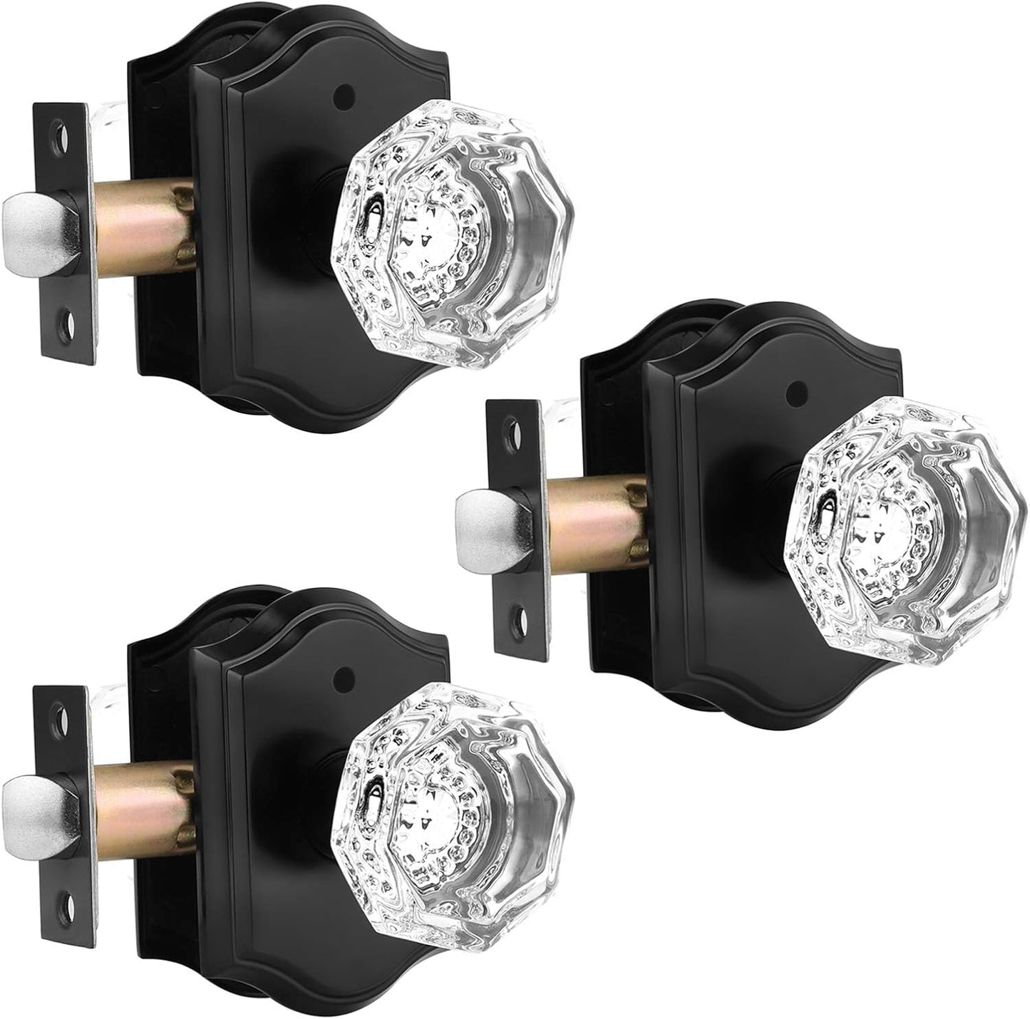 Clear Crystal Door Knobs Set of 3 for Privacy Functionality