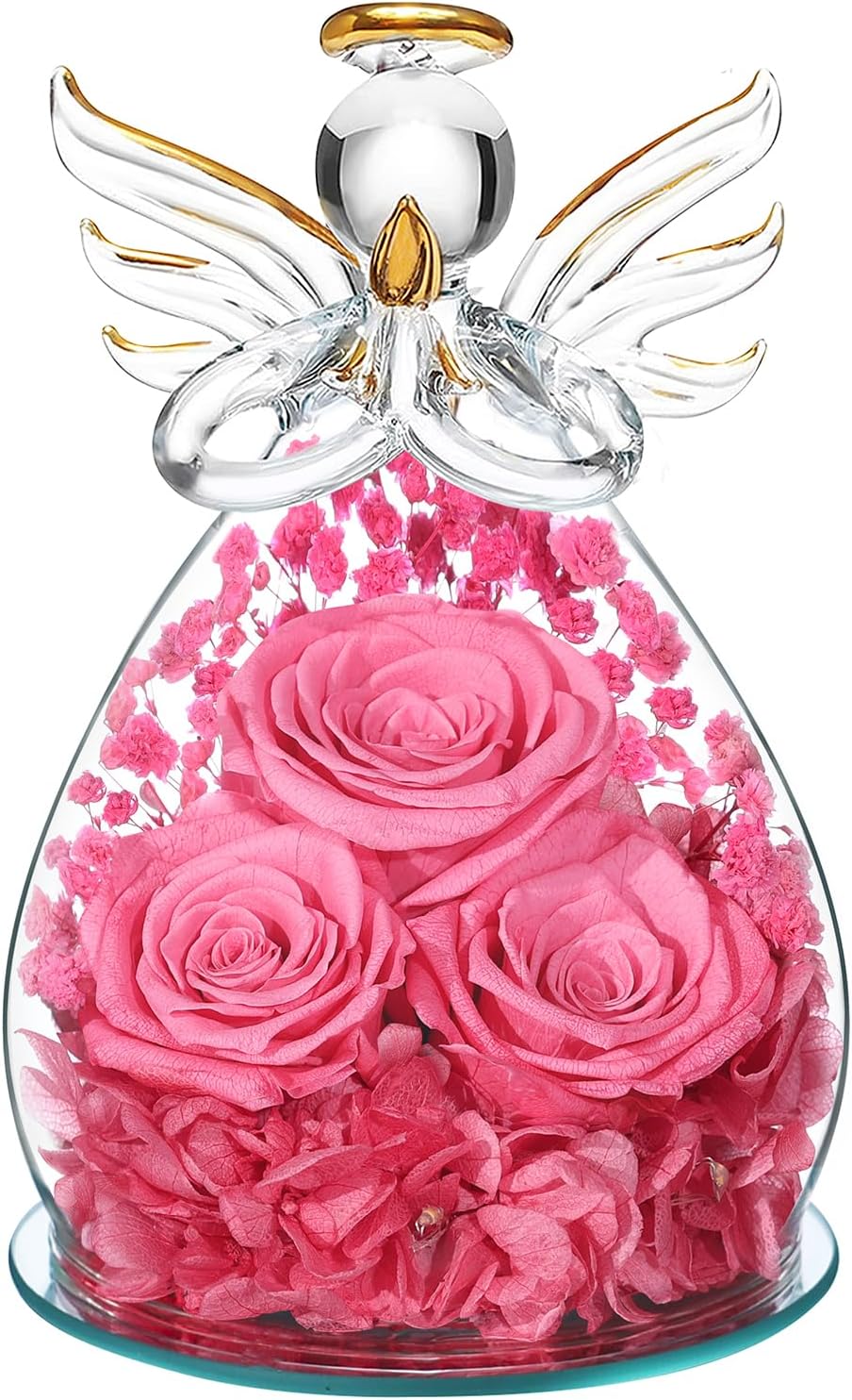 Beferr Preserved Rose Angel Figurine Gift for Women and Mom
