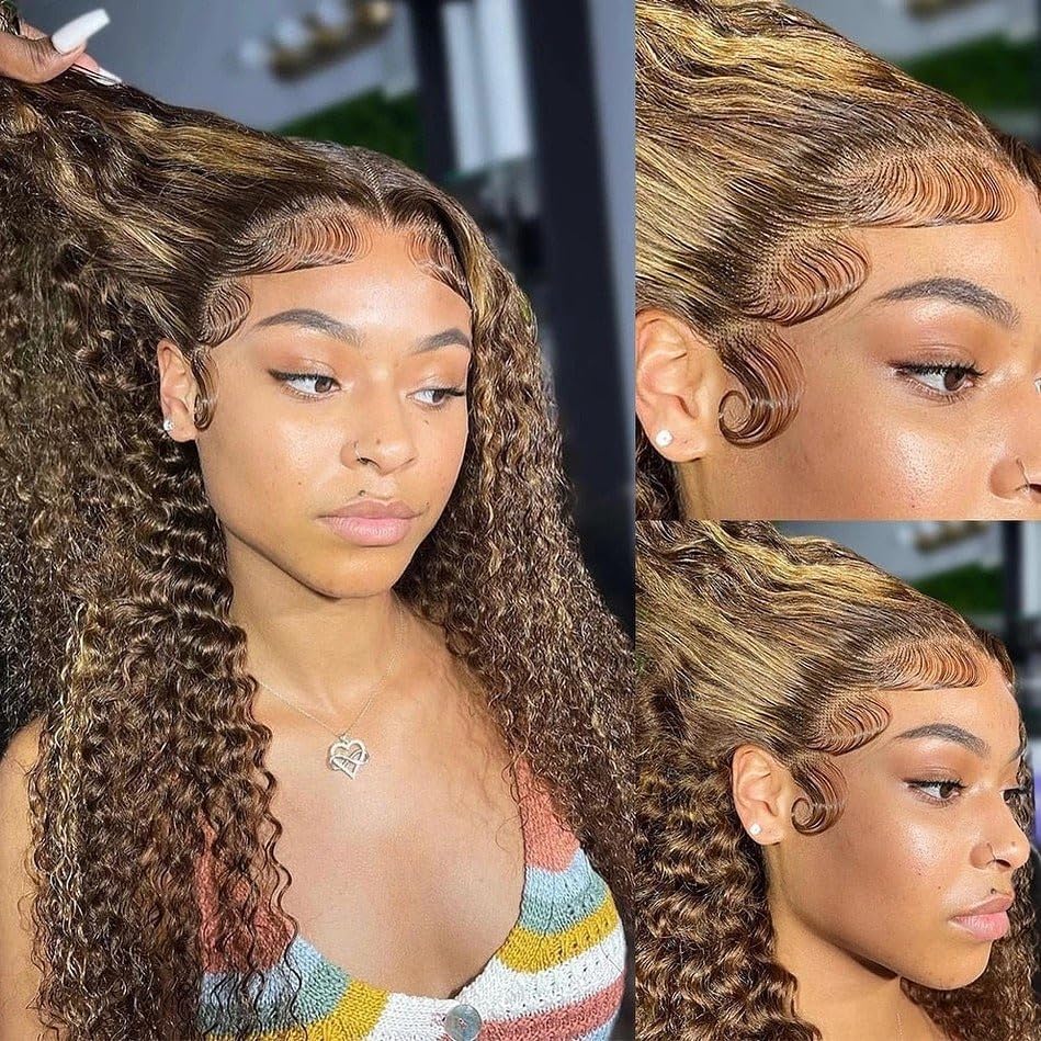 Honey Blonde Deep Wave Wigs for Black Women - 200% Density