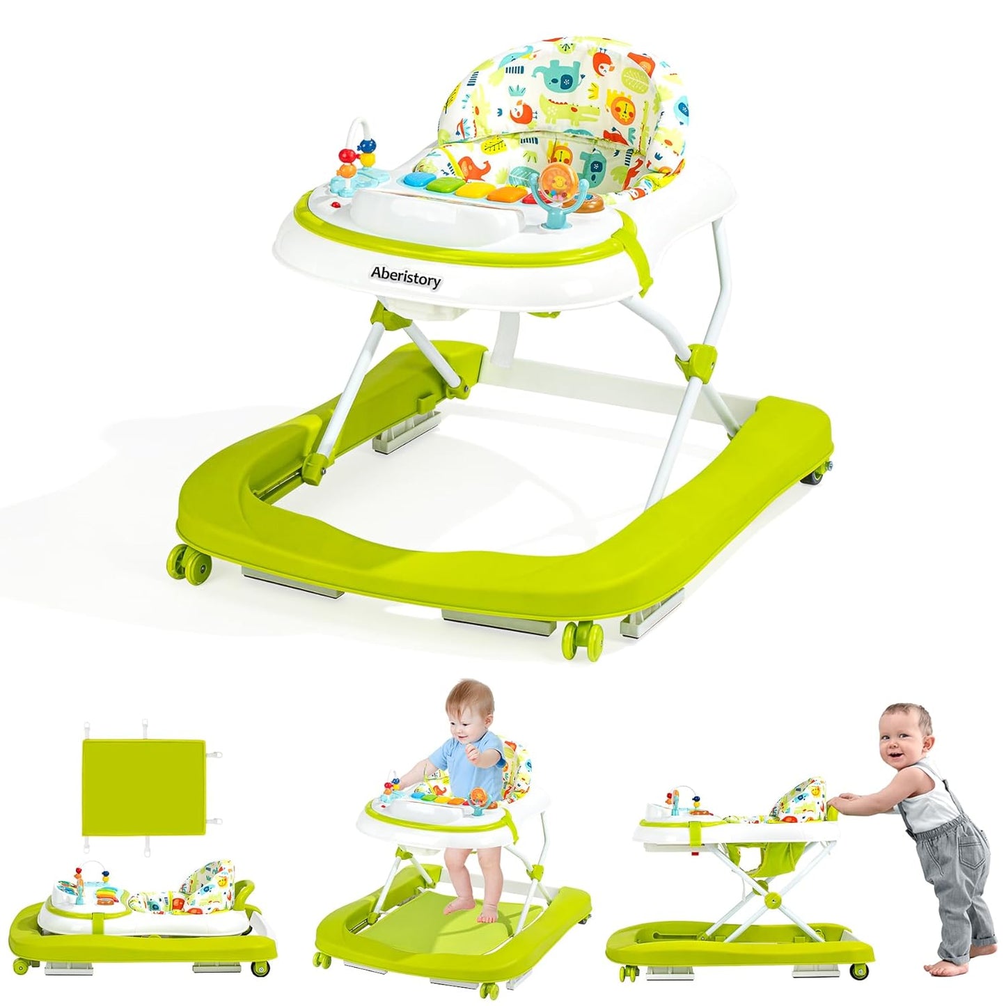 Time Followers 3-Stage Foldable Baby Walker with Music & Wheels