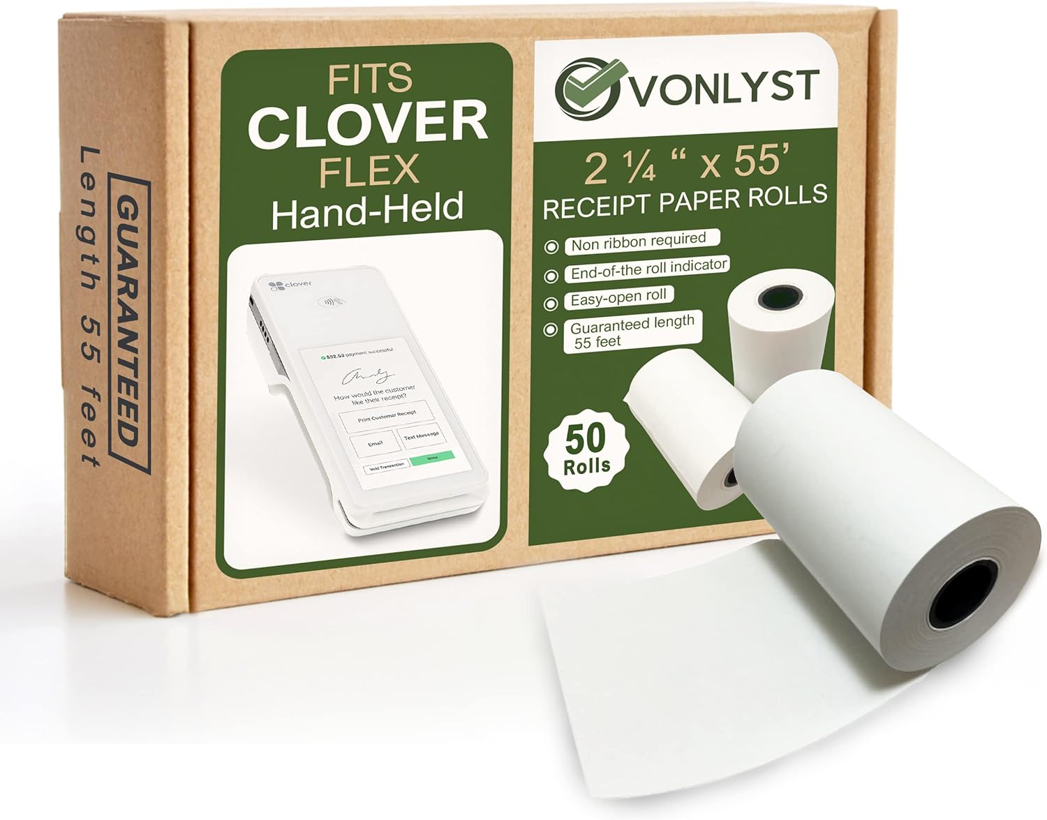 Clover Flex Receipt Paper: 50 Rolls - Sharp Prints!