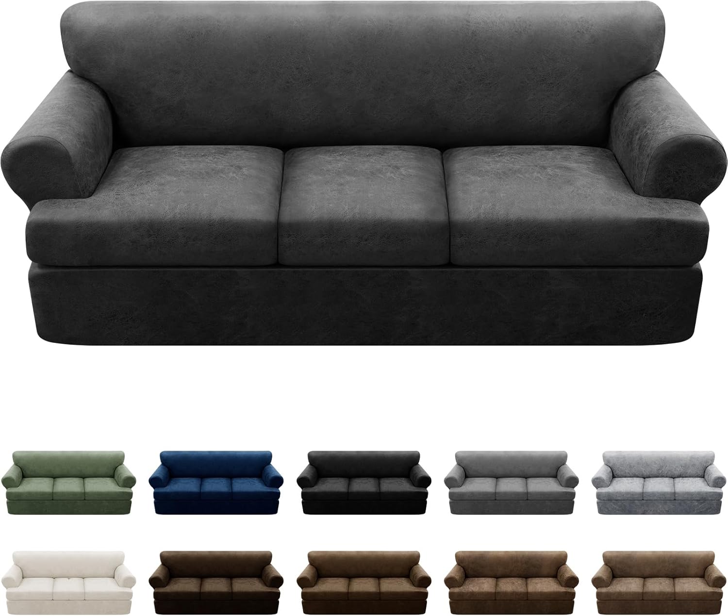 4-Piece T Couch Cover - Stylish Leather Look Slipcovers
