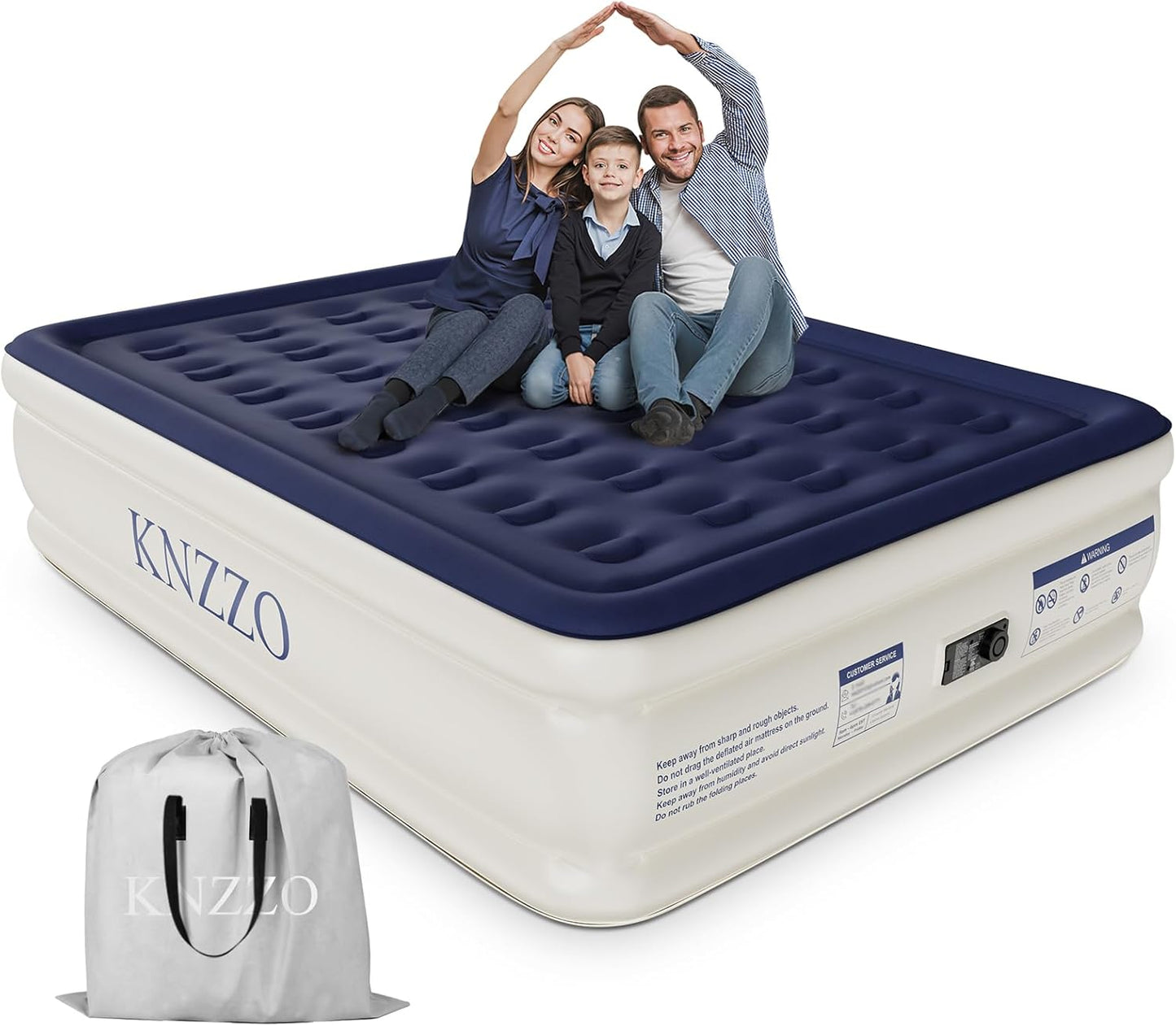 Queen Air Mattress with Built-in Pump for Home and Camping