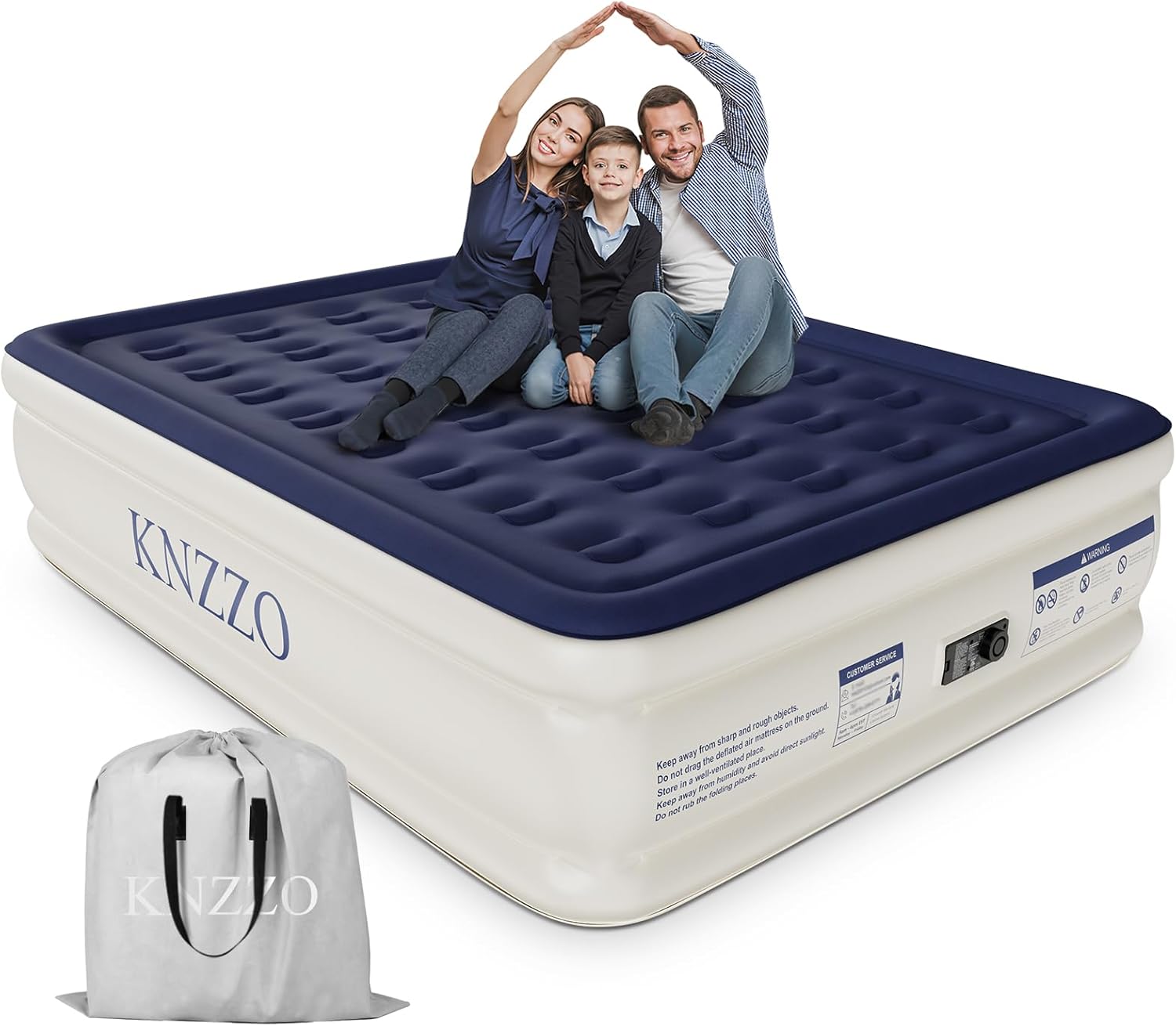 Queen Air Mattress with Built-in Pump for Home and Camping