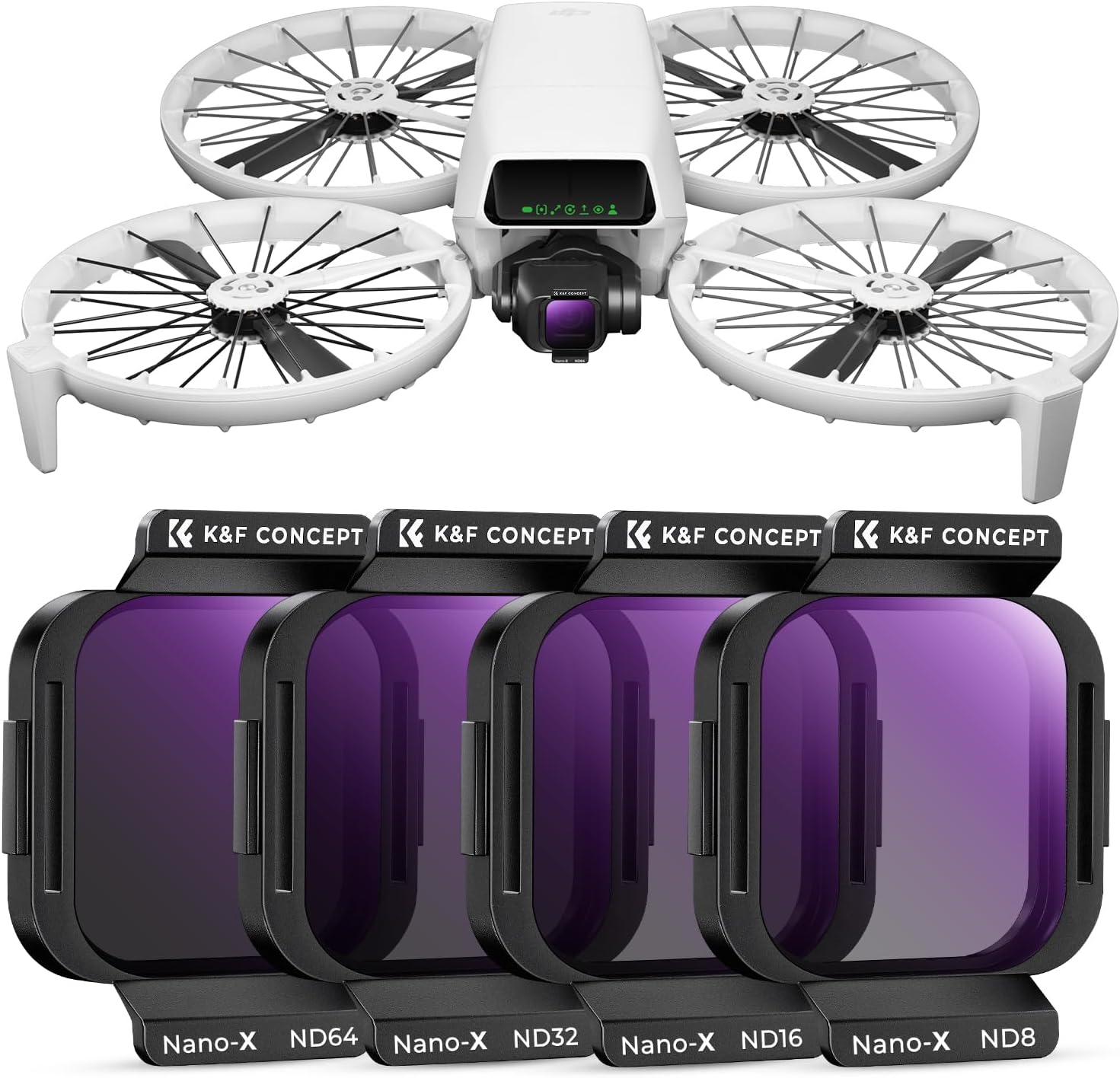 K&F Concept ND Filter Kit for DJI Flip - 4Pack ND8 ND16 ND32 ND64