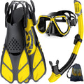 Zenoplige Mask Fins Snorkel Set - Panoramic Mask, Dry Top Snorkel