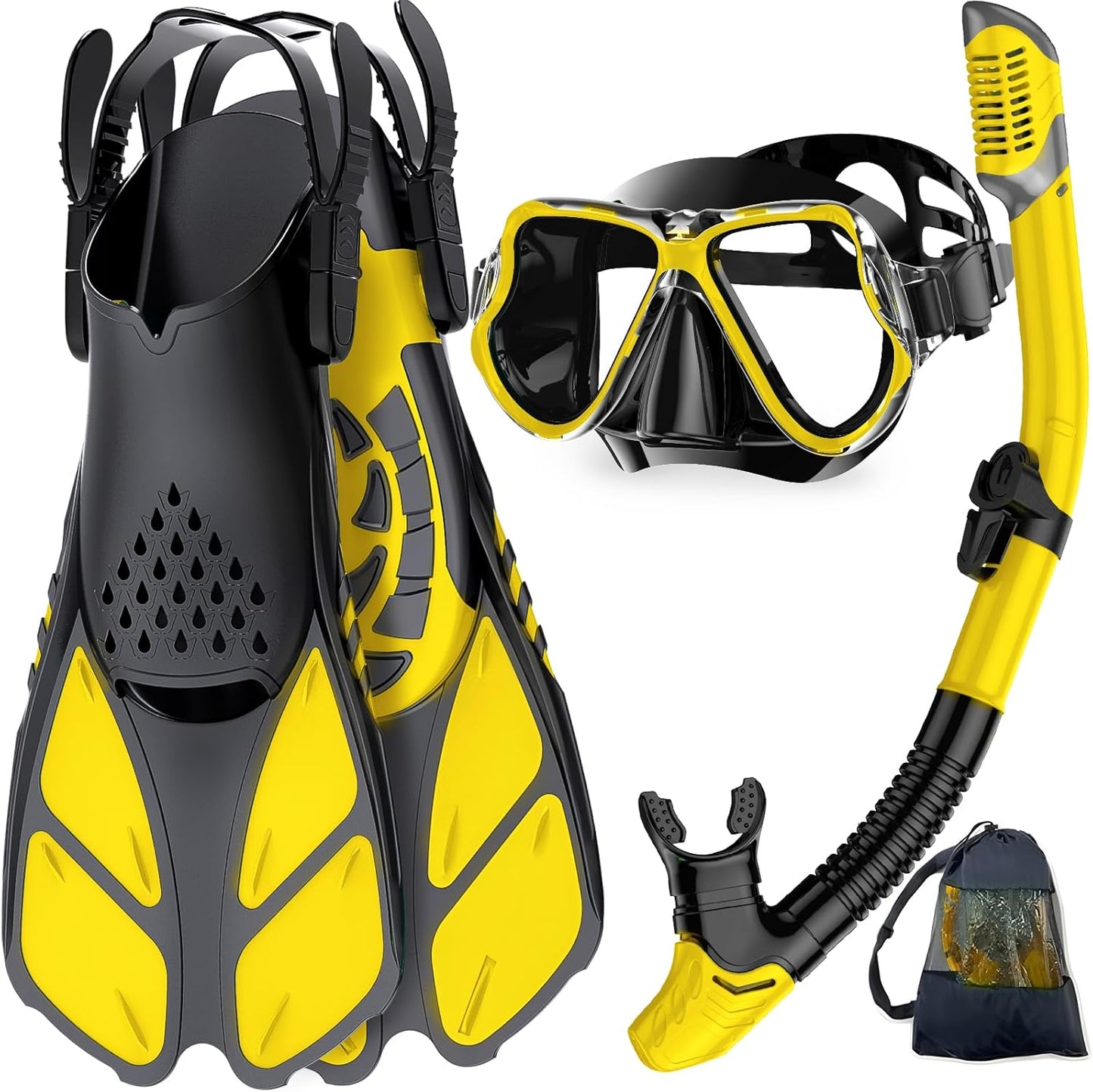 Zenoplige Snorkel Set: Panoramic View, Anti-Fog, Adjustable Flippers