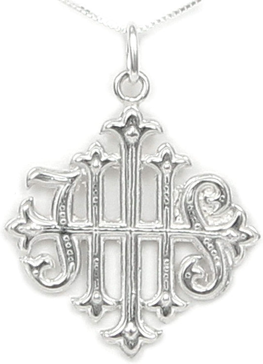 Sterling Silver Christogram Cross Necklace - Ancient Symbol of Faith
