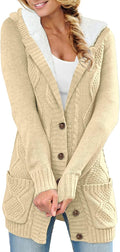 Women's Hooded Fleece Lined Cardigan Sweater - Warm Winter Coat
