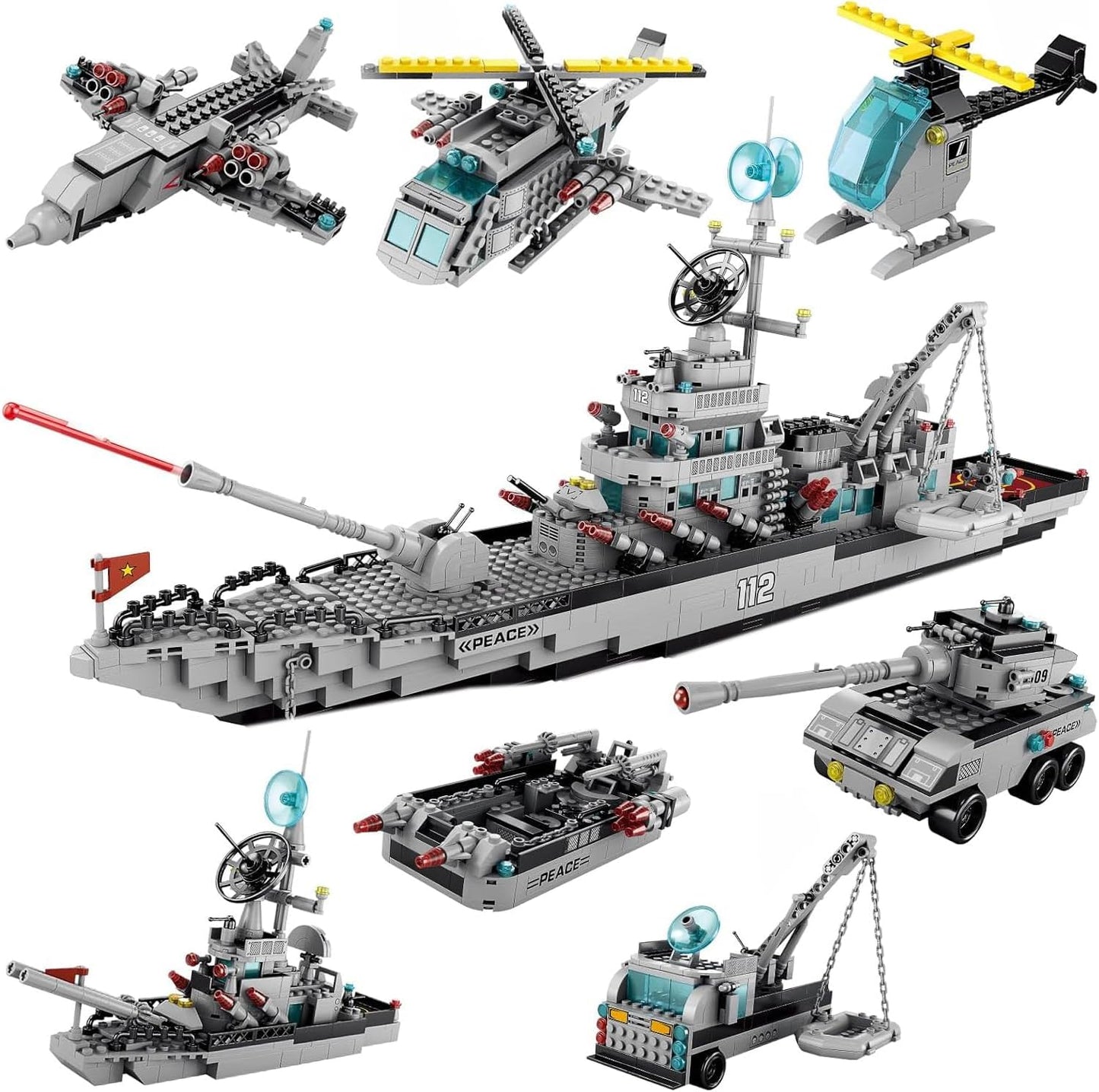 Battleship Building Block Set for Boys 8-14 & Adults - 1442PCS