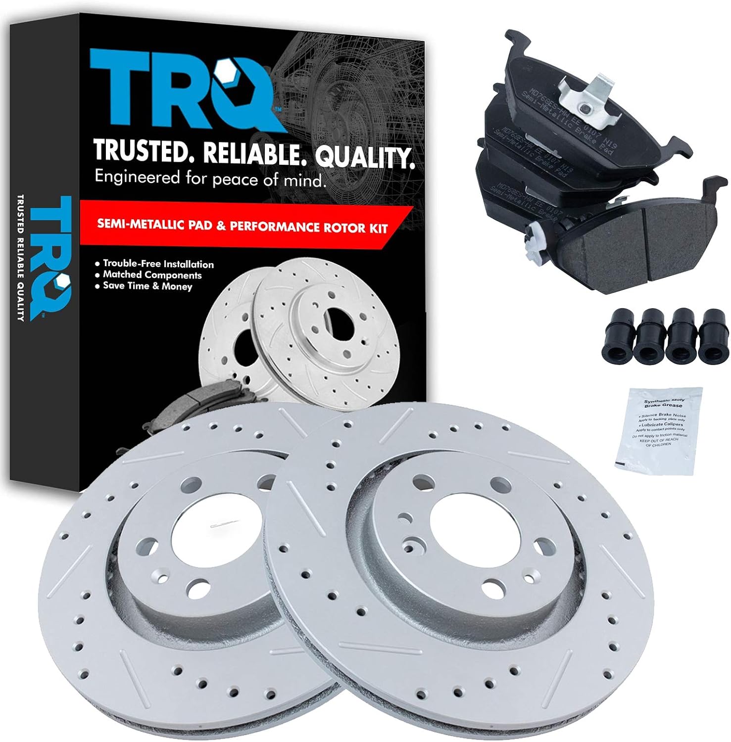 TRQ Front Performance Brake Pad & Rotor Kit for Volkswagen Models