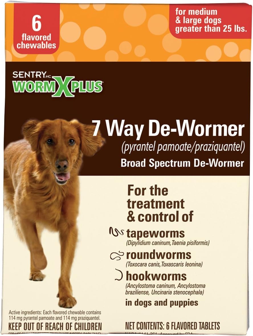 Wormx Plus DeWormer for Large Dogs - Effective 6-Ct Treatment